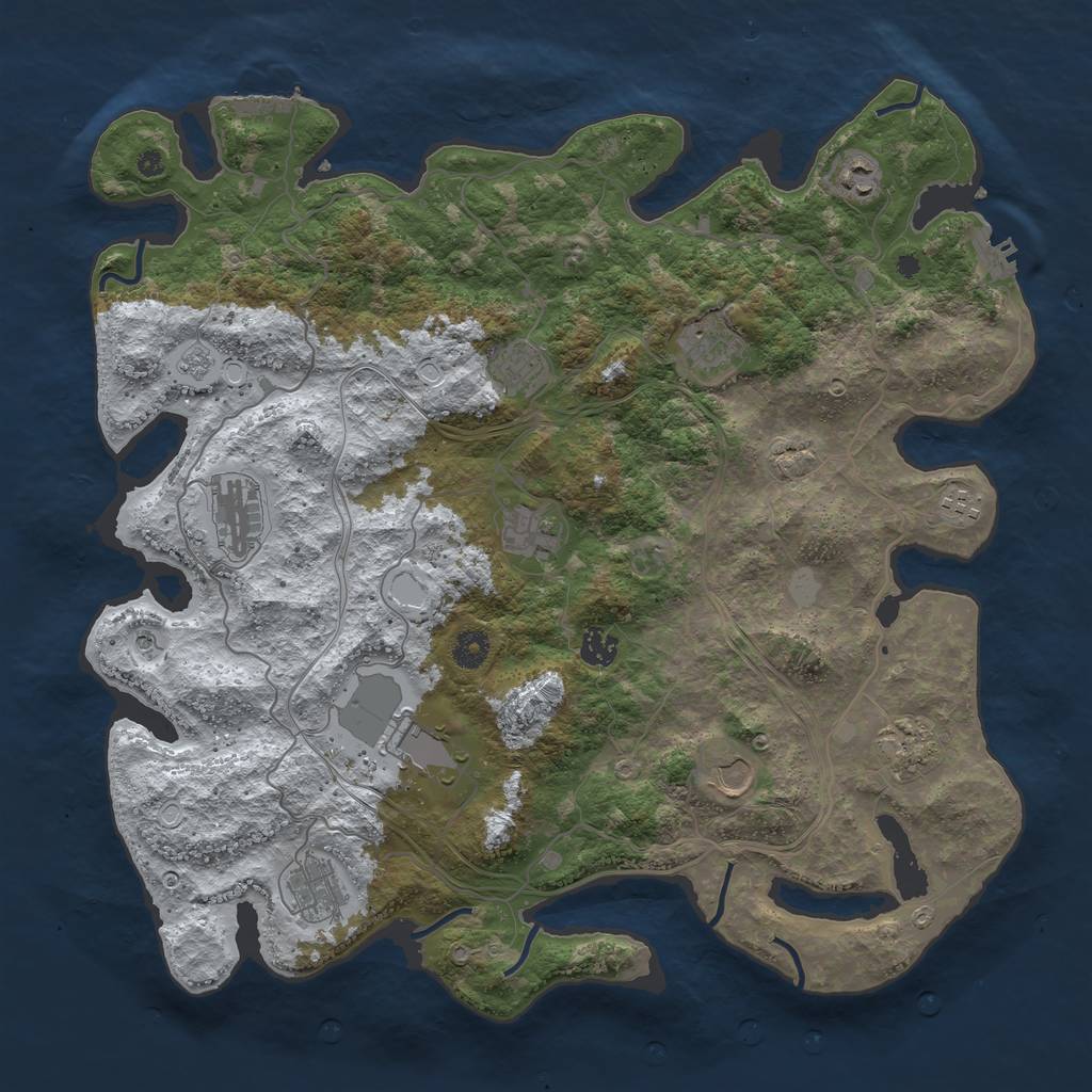 Rust Map: Procedural Map, Size: 4250, Seed: 1822493693, 20 Monuments