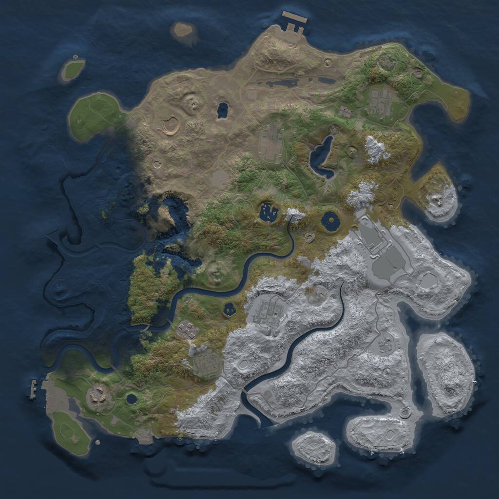 Rust Map: Procedural Map, Size: 4000, Seed: 1155205132, 15 Monuments