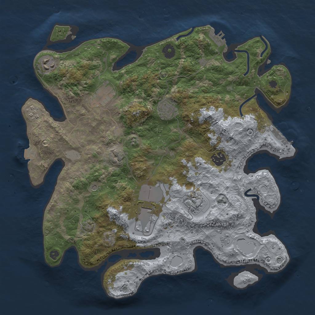 Rust Map: Procedural Map, Size: 3500, Seed: 982876, 15 Monuments