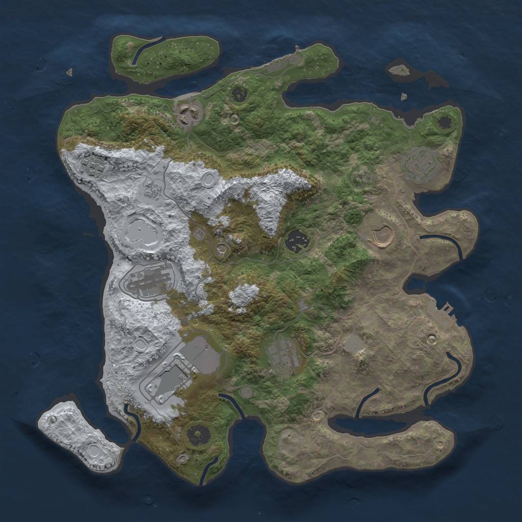 Rust Map: Procedural Map, Size: 3500, Seed: 64872, 17 Monuments