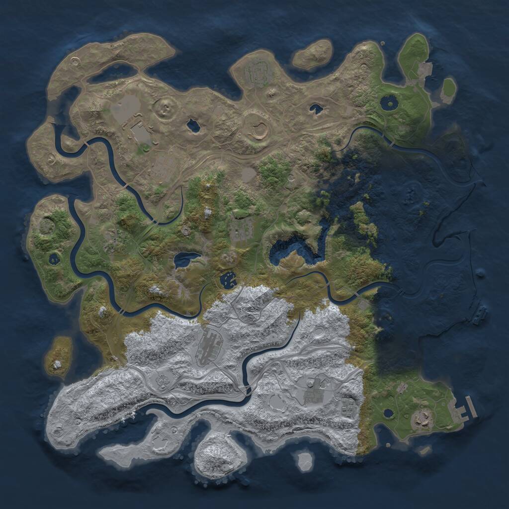 Rust Map: Procedural Map, Size: 4500, Seed: 876448754, 17 Monuments