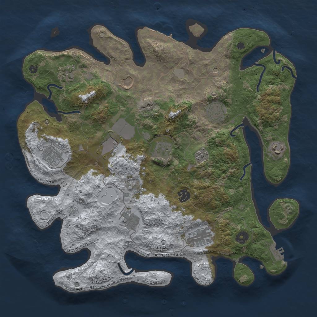 Rust Map: Procedural Map, Size: 3750, Seed: 489143982, 20 Monuments