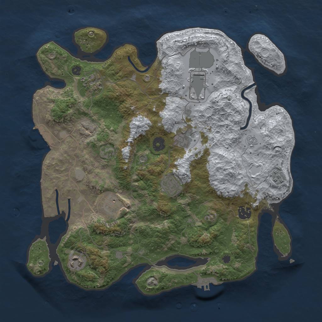 Rust Map: Procedural Map, Size: 3500, Seed: 438540681, 17 Monuments