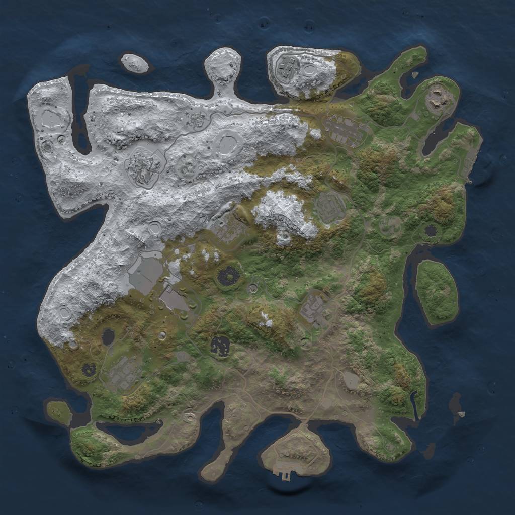Rust Map: Procedural Map, Size: 3750, Seed: 1233581759, 19 Monuments