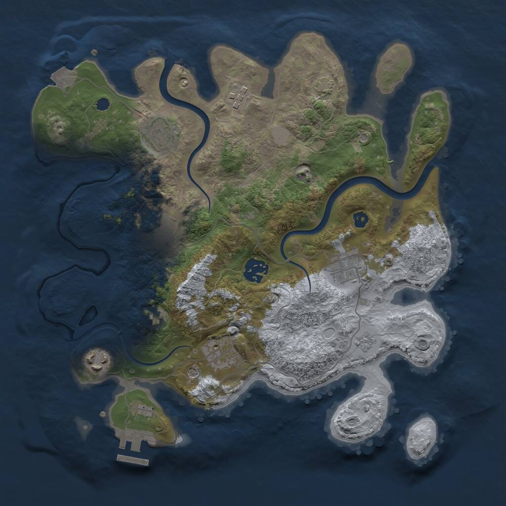 Rust Map: Procedural Map, Size: 3200, Seed: 50885, 12 Monuments