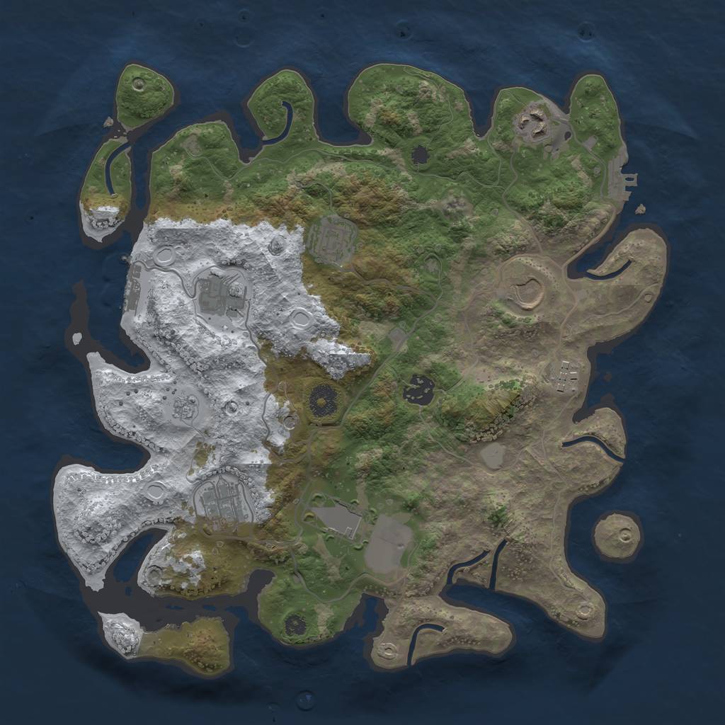 Rust Map: Procedural Map, Size: 3500, Seed: 62491227, 17 Monuments