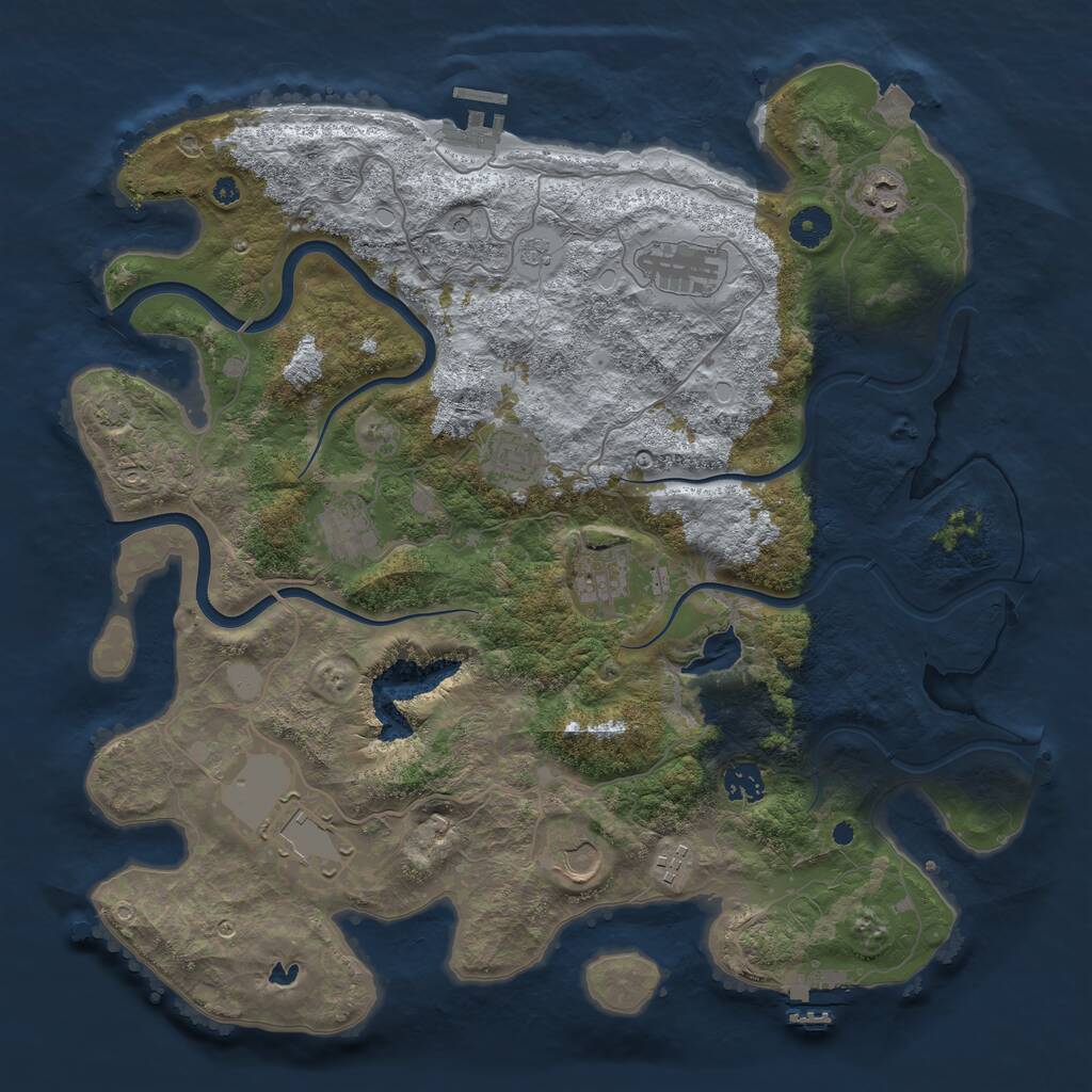 Rust Map: Procedural Map, Size: 4050, Seed: 1778467557, 15 Monuments