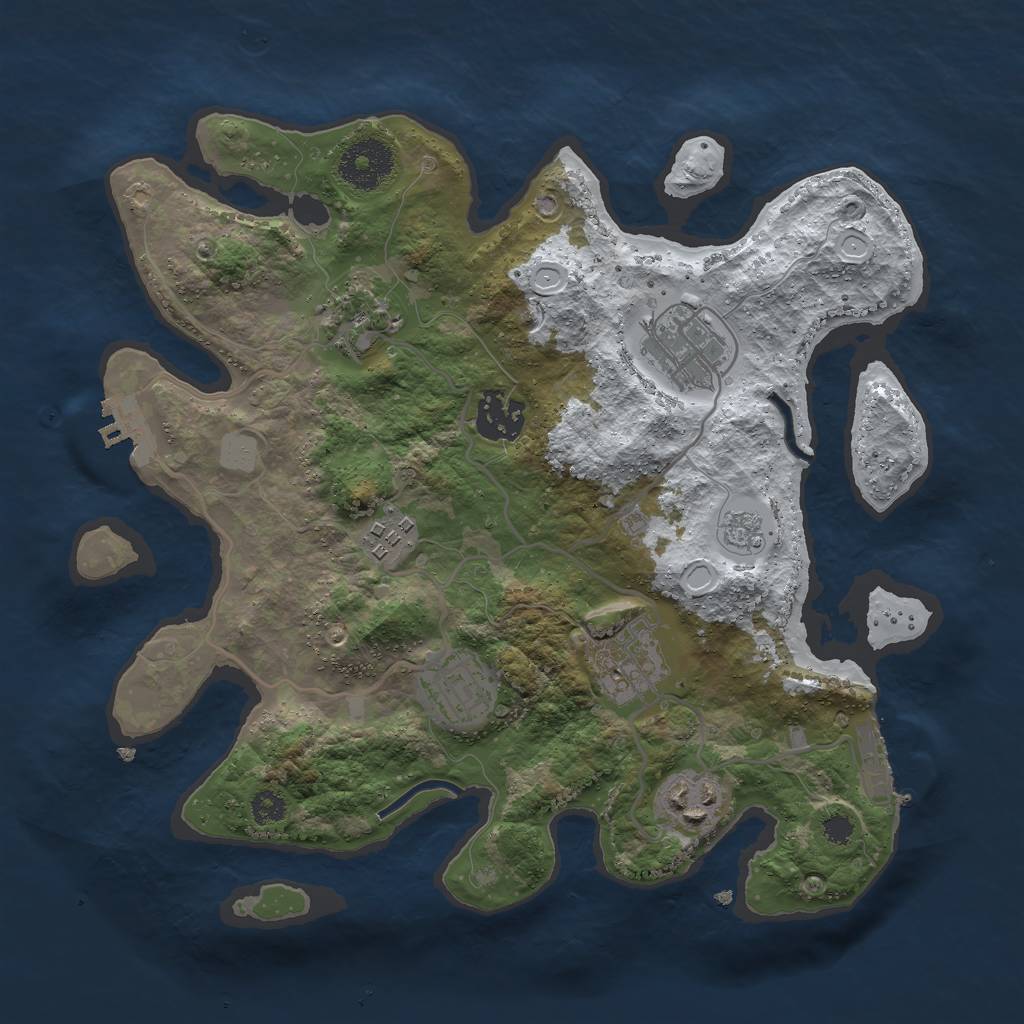 Rust Map: Procedural Map, Size: 3000, Seed: 725846770, 15 Monuments