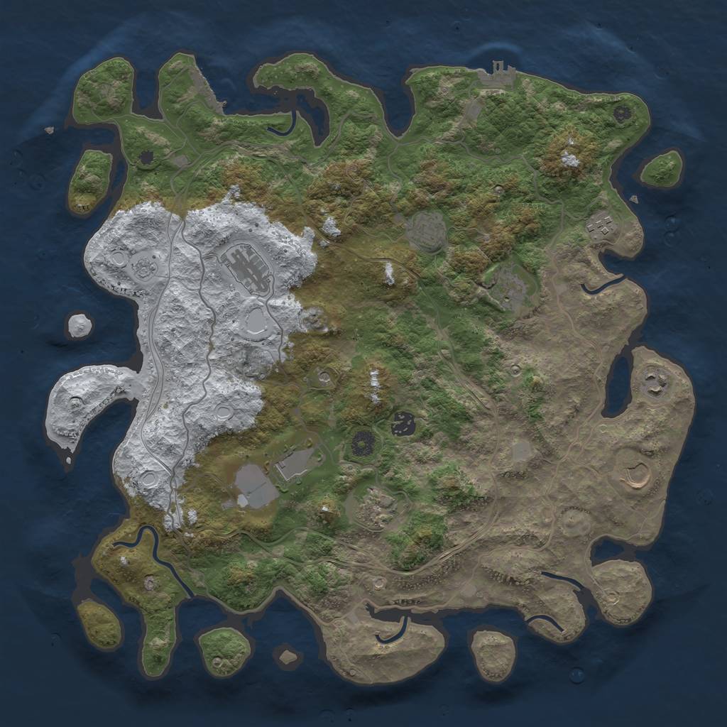 Rust Map: Procedural Map, Size: 4250, Seed: 4893854, 18 Monuments