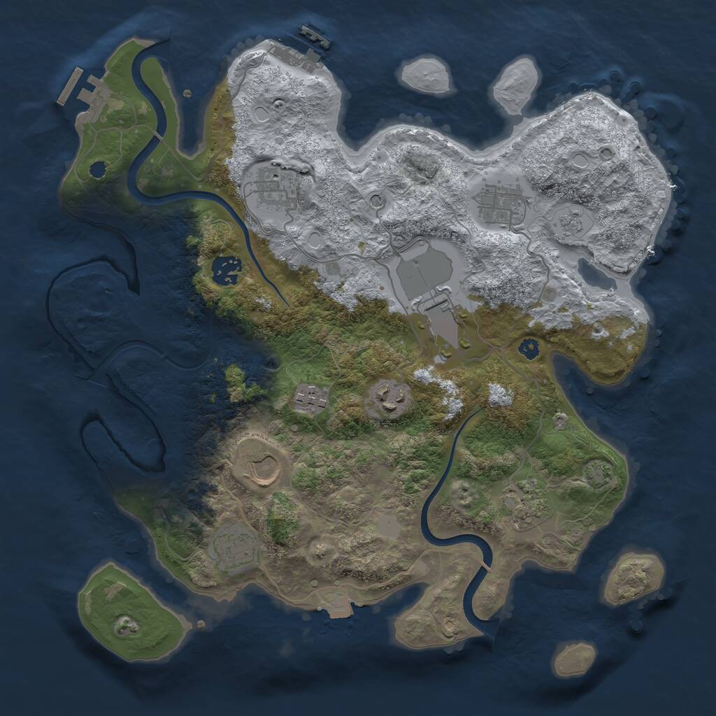 Rust Map: Procedural Map, Size: 3500, Seed: 915106299, 15 Monuments