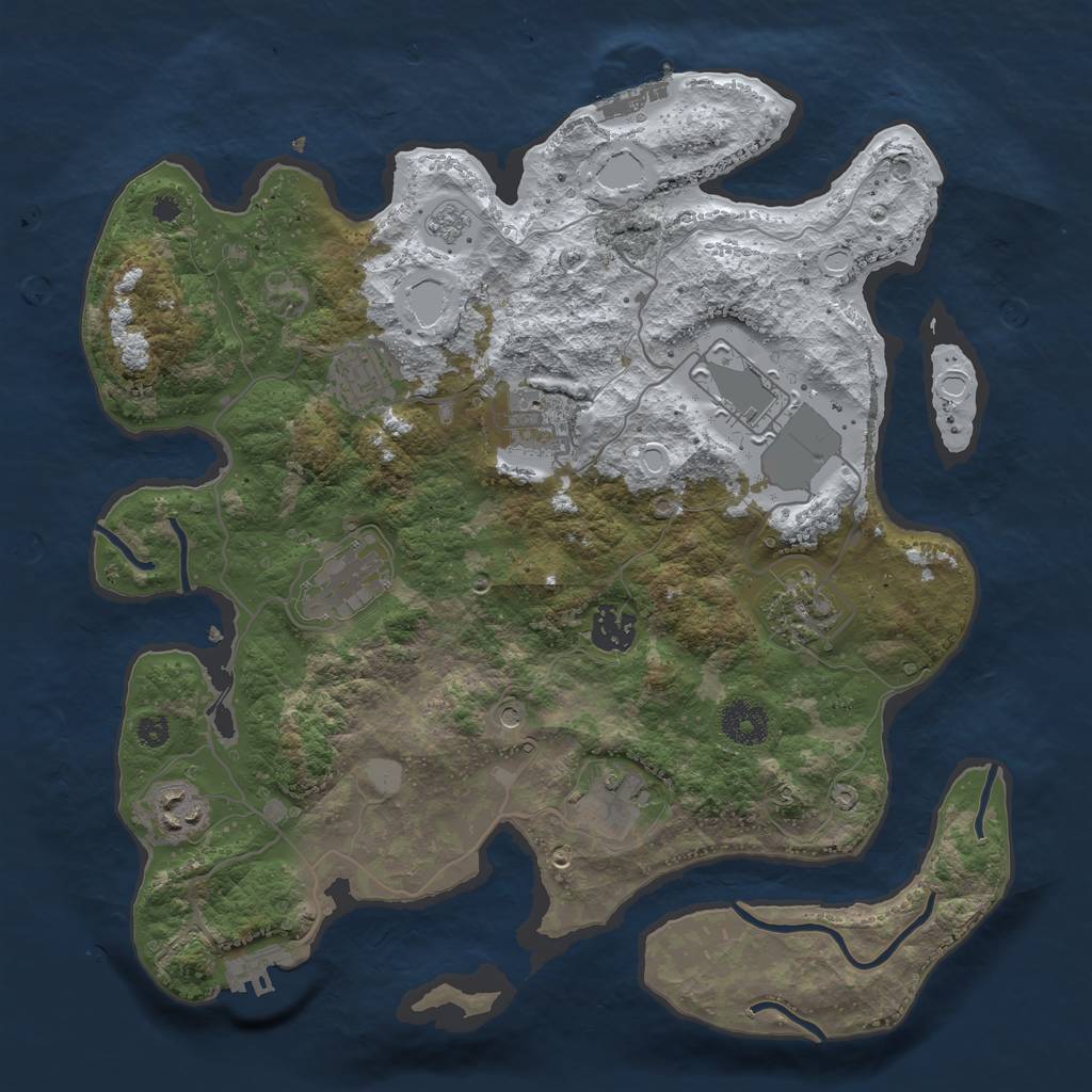 Rust Map: Procedural Map, Size: 3500, Seed: 934098955, 17 Monuments