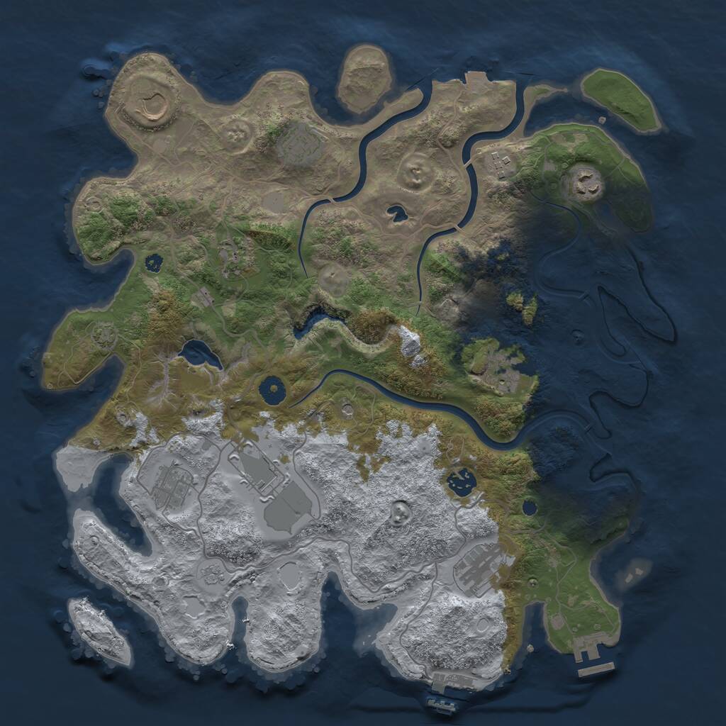 Rust Map: Procedural Map, Size: 4000, Seed: 620833189, 16 Monuments