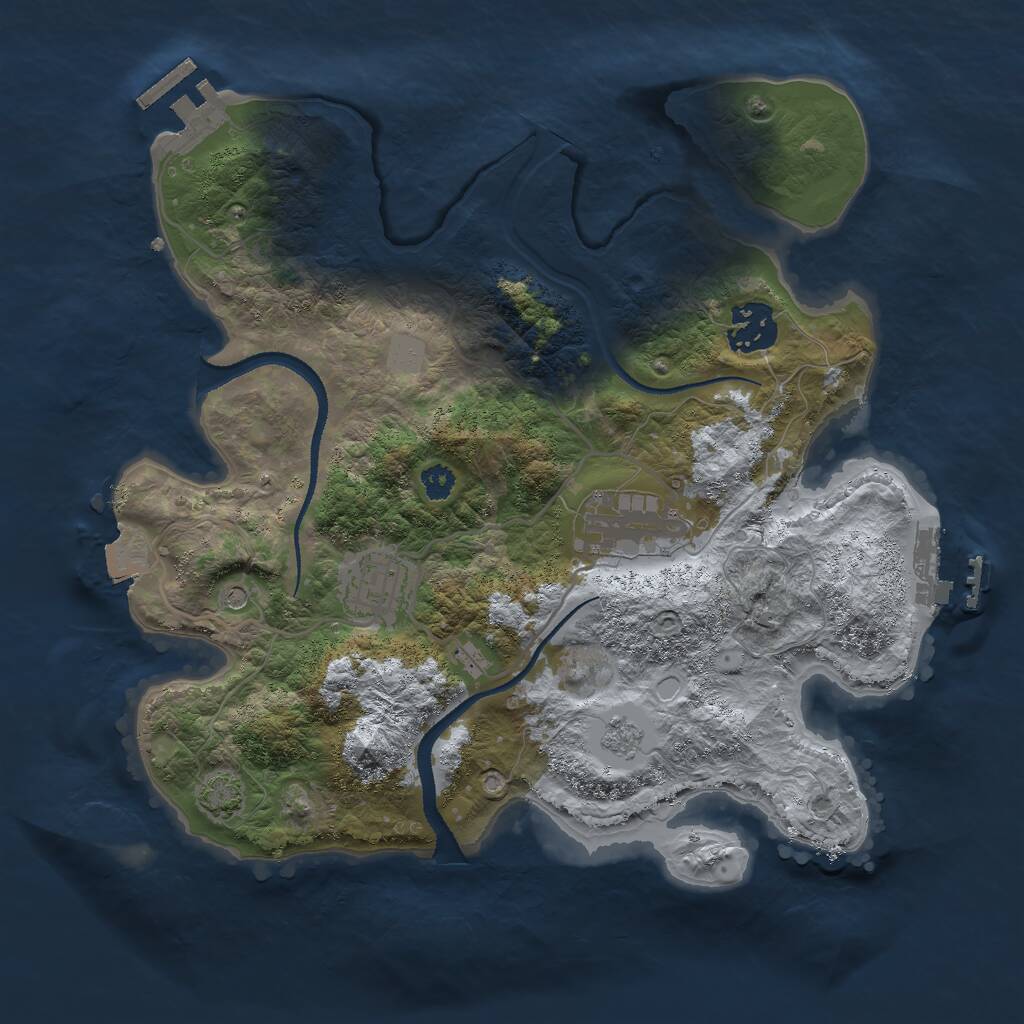 Rust Map: Procedural Map, Size: 3000, Seed: 2439607, 9 Monuments