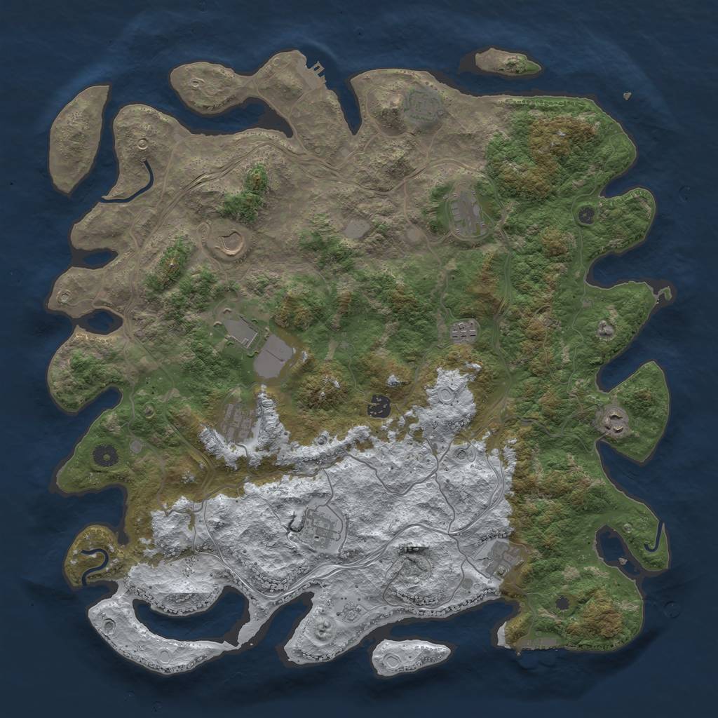 Rust Map: Procedural Map, Size: 4500, Seed: 980095686, 19 Monuments