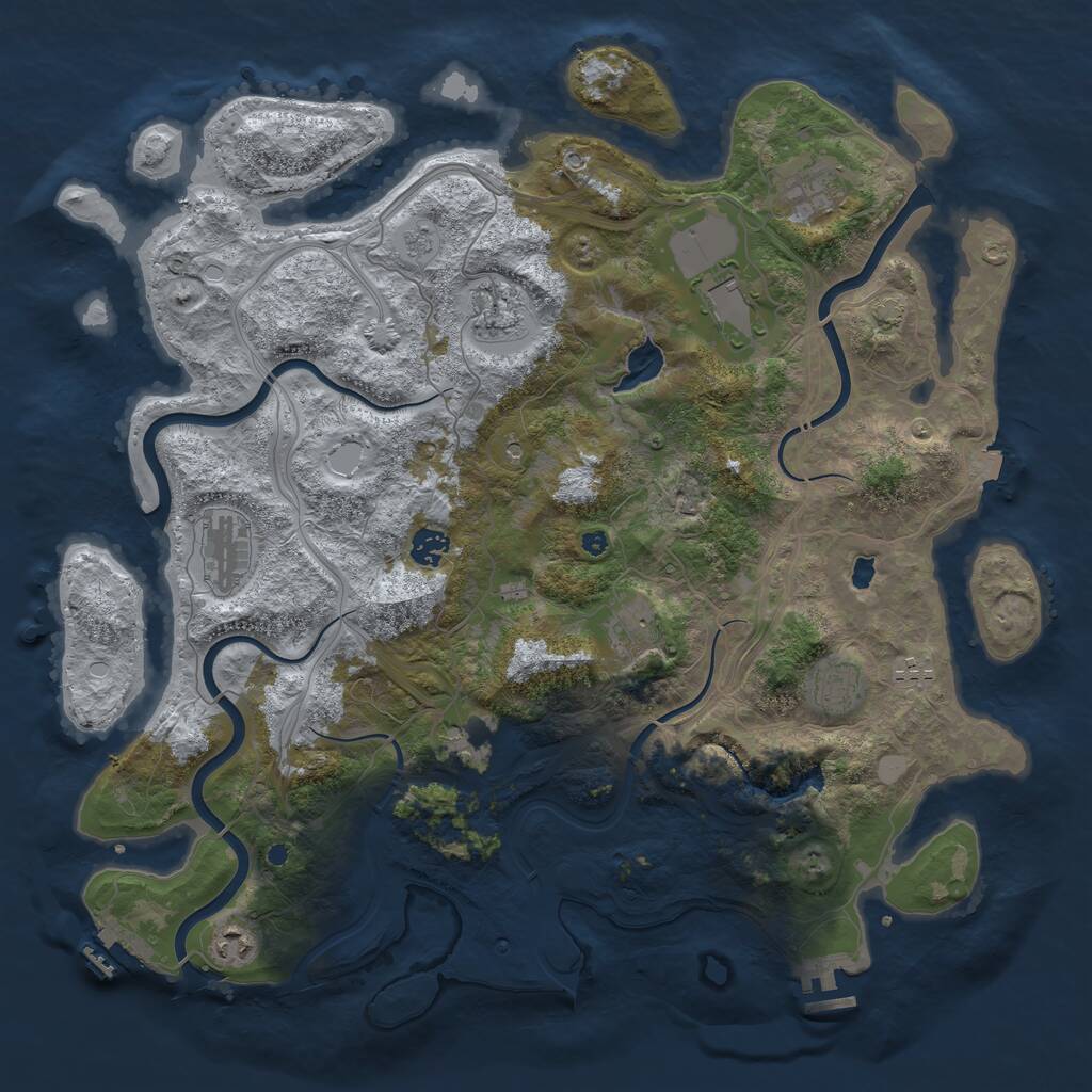 Rust Map: Procedural Map, Size: 4300, Seed: 416910745, 16 Monuments
