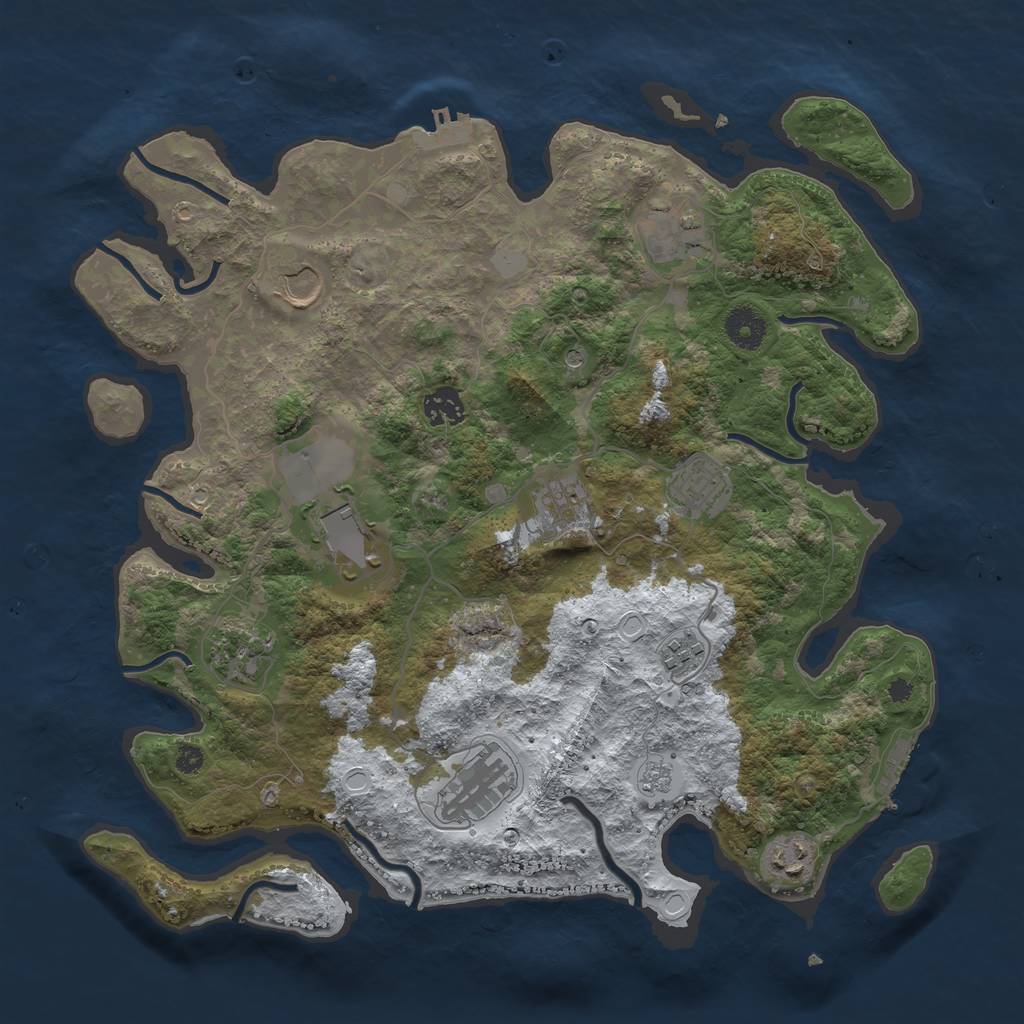 Rust Map: Procedural Map, Size: 3750, Seed: 516628853, 19 Monuments