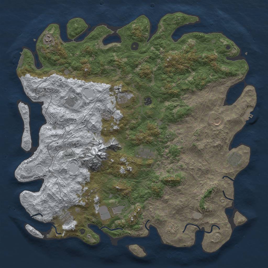 Rust Map: Procedural Map, Size: 5000, Seed: 1390055152, 20 Monuments