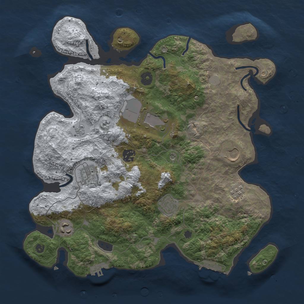 Rust Map: Procedural Map, Size: 3500, Seed: 177304789, 16 Monuments