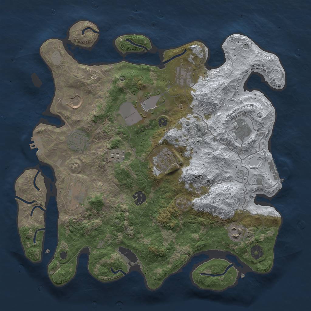 Rust Map: Procedural Map, Size: 3500, Seed: 70419243, 19 Monuments