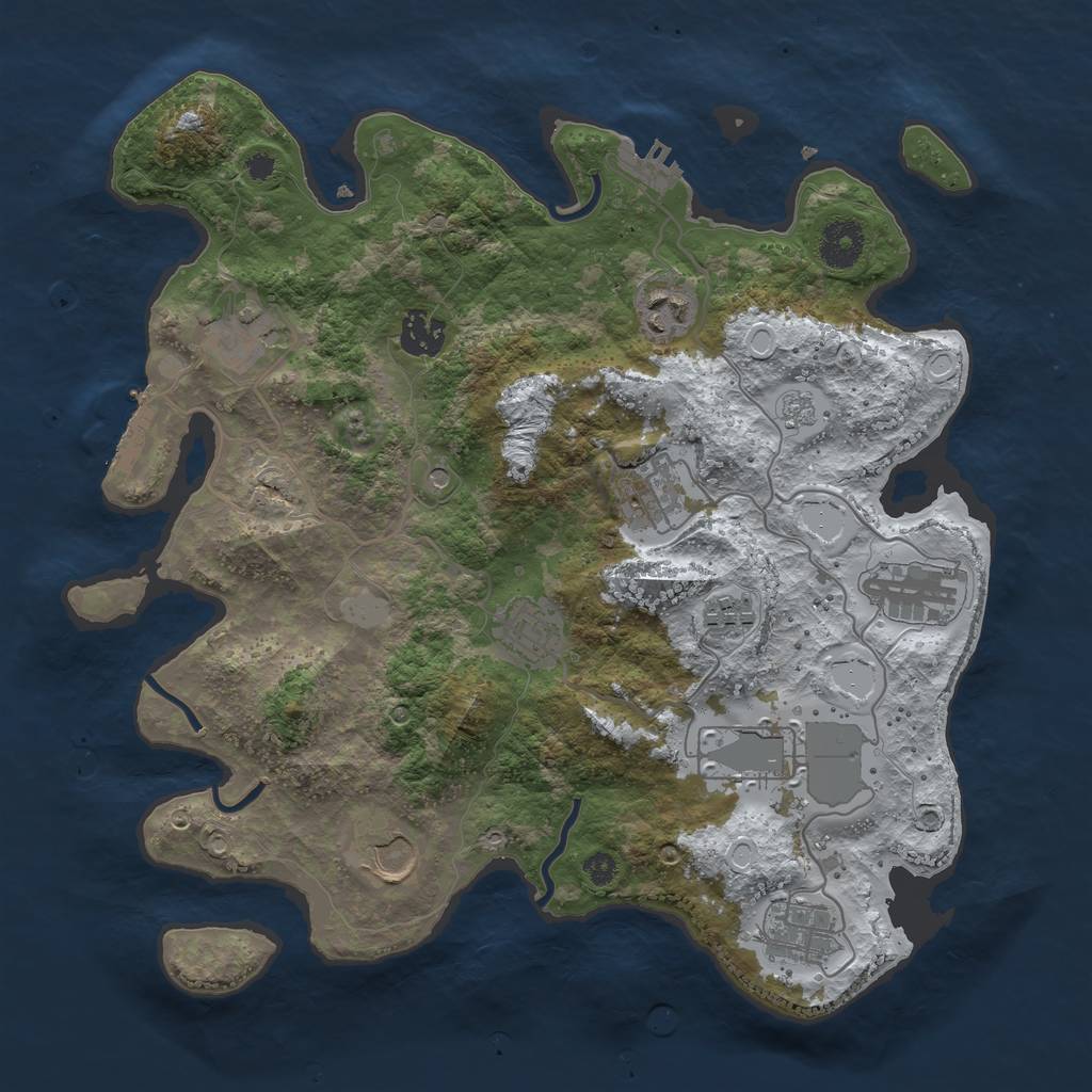 Rust Map: Procedural Map, Size: 3500, Seed: 25444, 19 Monuments