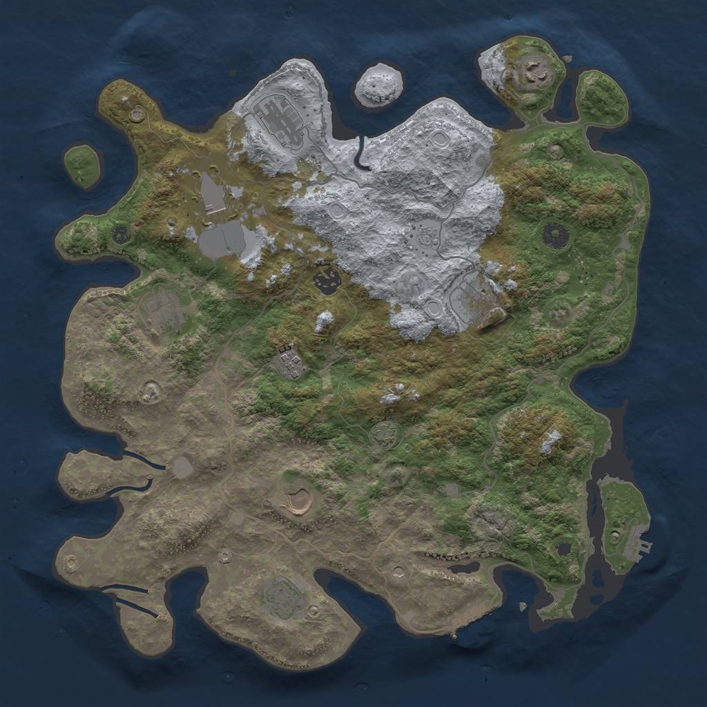 Rust Map: Procedural Map, Size: 4000, Seed: 213960715, 17 Monuments
