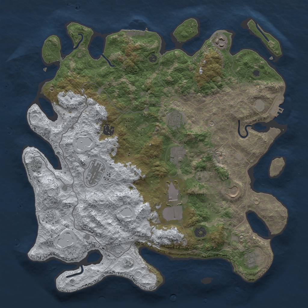 Rust Map: Procedural Map, Size: 4000, Seed: 173649939, 18 Monuments