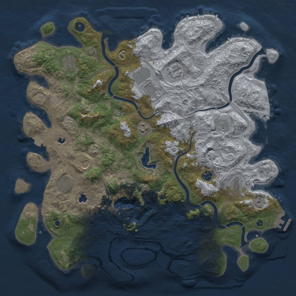 Rust Map: Procedural Map, Size: 4500, Seed: 1152289099, 16 Monuments