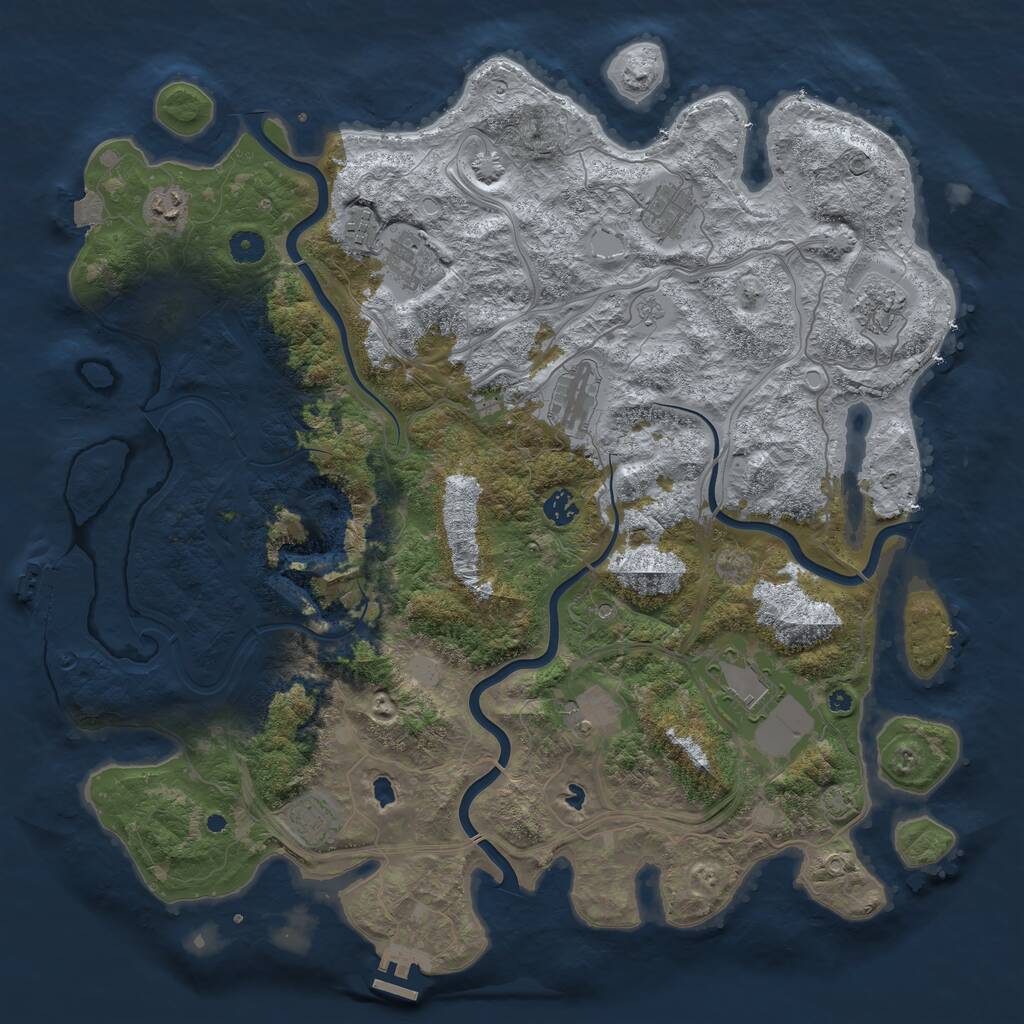 Rust Map: Procedural Map, Size: 4500, Seed: 1353131385, 16 Monuments