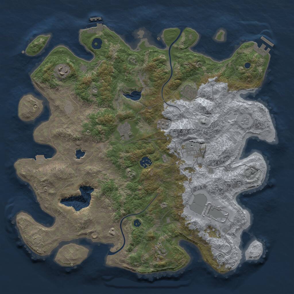 Rust Map: Procedural Map, Size: 4000, Seed: 203787012, 14 Monuments