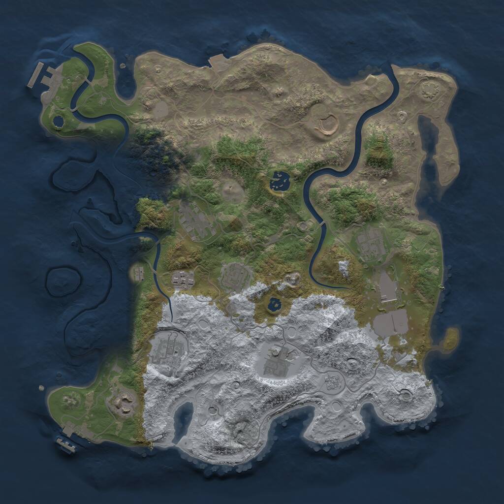 Rust Map: Procedural Map, Size: 3700, Seed: 88581147, 16 Monuments