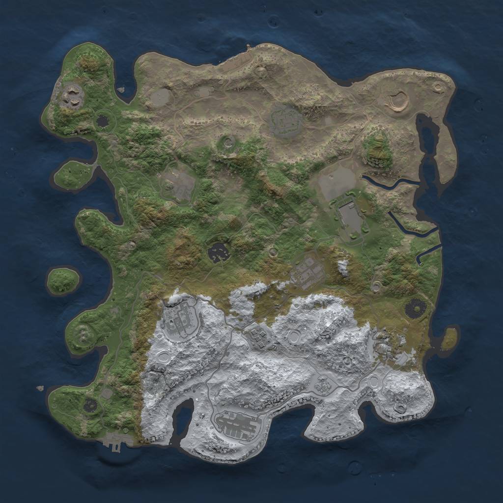 Rust Map: Procedural Map, Size: 3700, Seed: 88581147, 20 Monuments