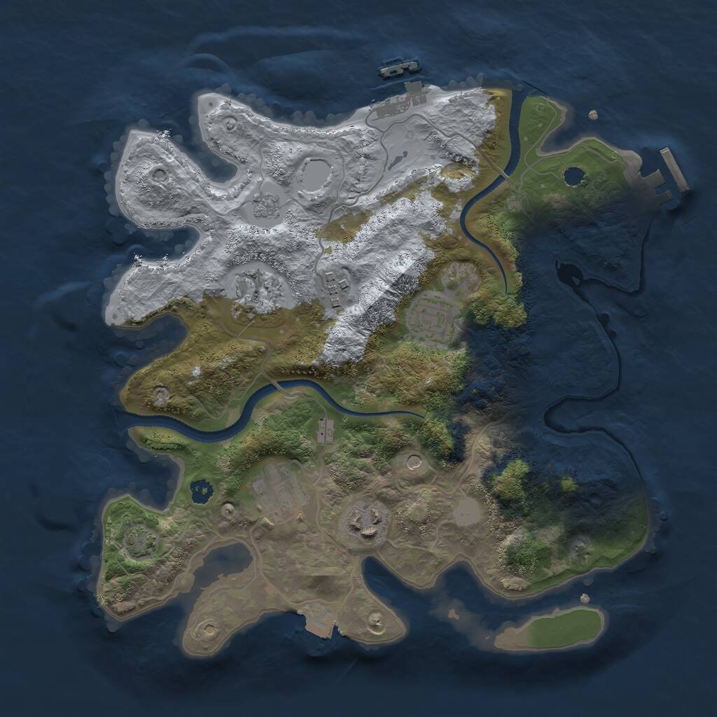 Rust Map: Procedural Map, Size: 3000, Seed: 1262167430, 11 Monuments