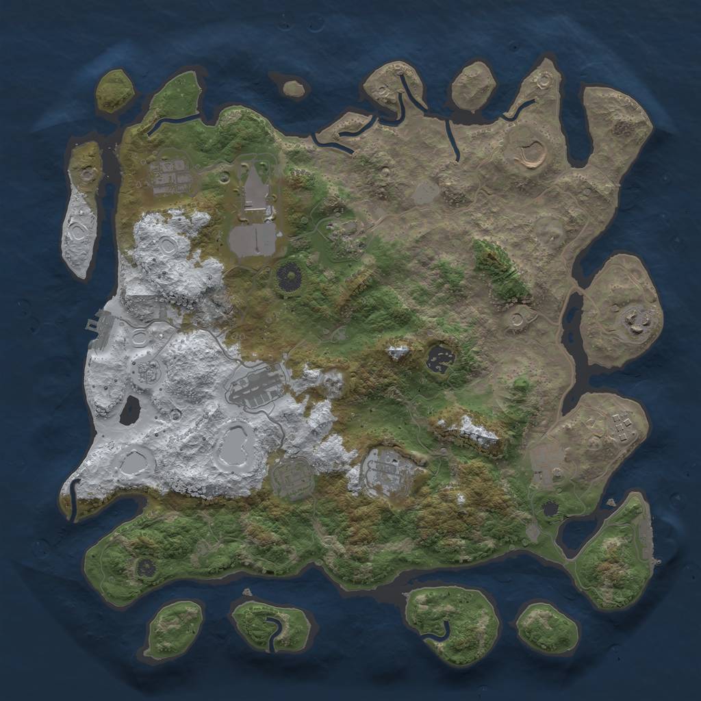 Rust Map: Procedural Map, Size: 3850, Seed: 980545779, 20 Monuments