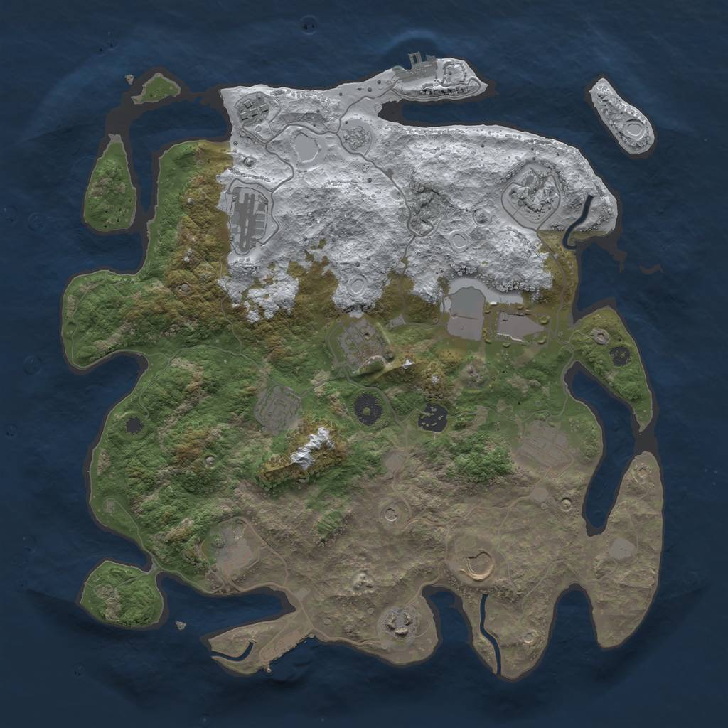 Rust Map: Procedural Map, Size: 3750, Seed: 544881109, 20 Monuments