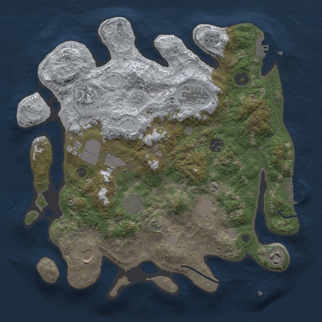 Rust Map: Procedural Map, Size: 3500, Seed: 85025, 18 Monuments