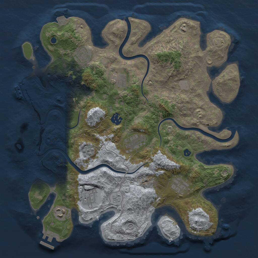 Rust Map: Procedural Map, Size: 3500, Seed: 665984025, 14 Monuments