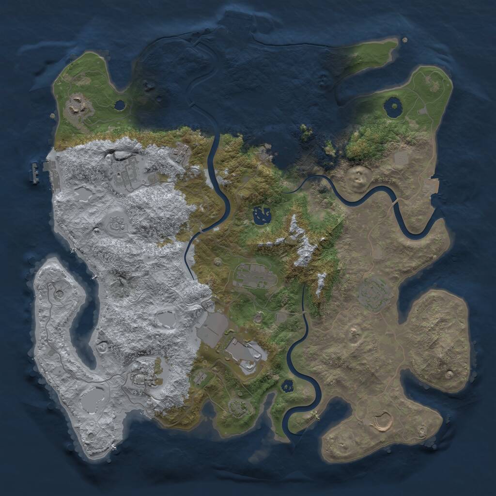 Rust Map: Procedural Map, Size: 3850, Seed: 437818314, 16 Monuments