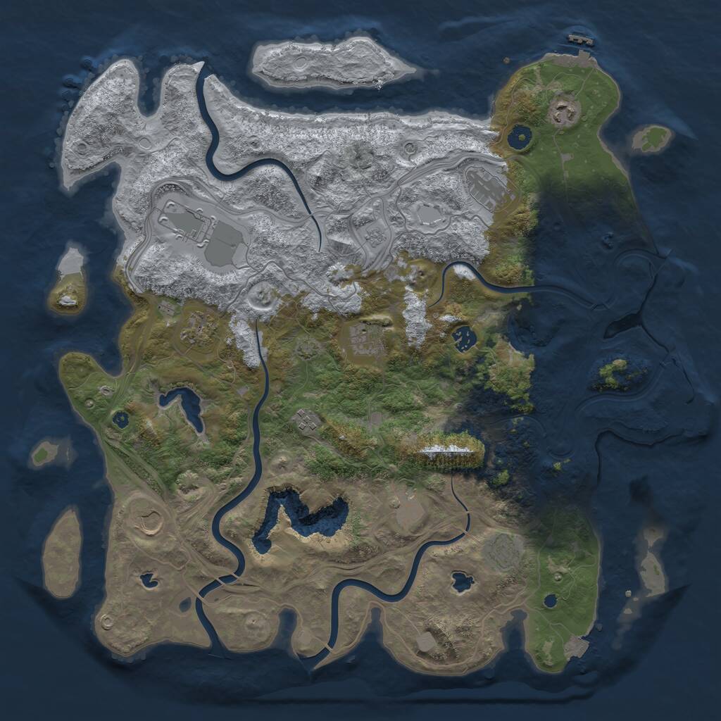 Rust Map: Procedural Map, Size: 4500, Seed: 1739379077, 16 Monuments