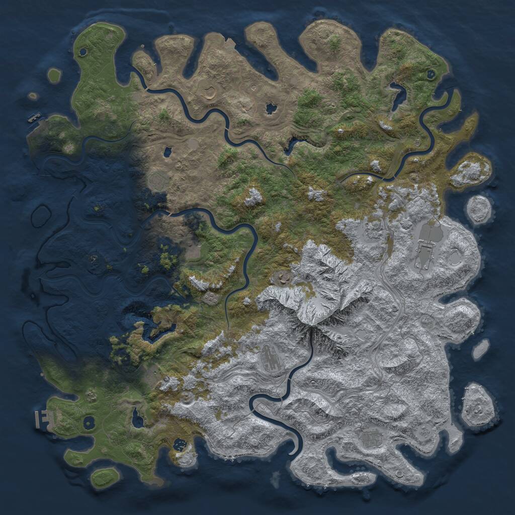 Rust Map: Procedural Map, Size: 6000, Seed: 2078179680, 17 Monuments