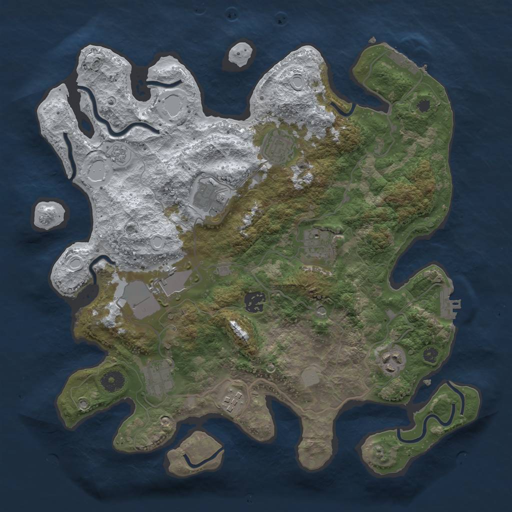 Rust Map: Procedural Map, Size: 3500, Seed: 80351242, 17 Monuments