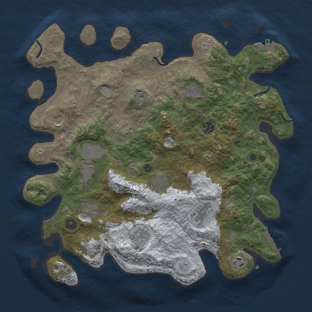 Rust Map: Procedural Map, Size: 4000, Seed: 1885503647, 20 Monuments
