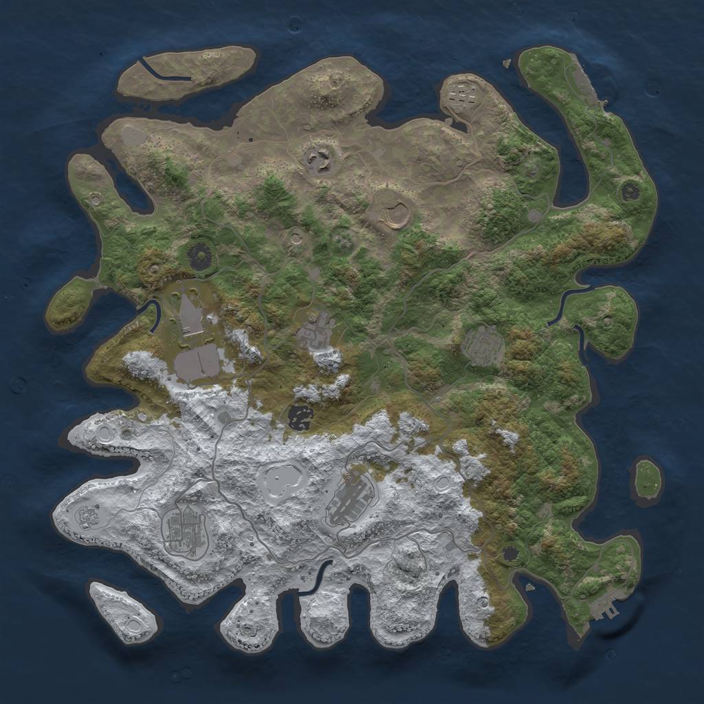 Rust Map: Procedural Map, Size: 4000, Seed: 828120080, 18 Monuments