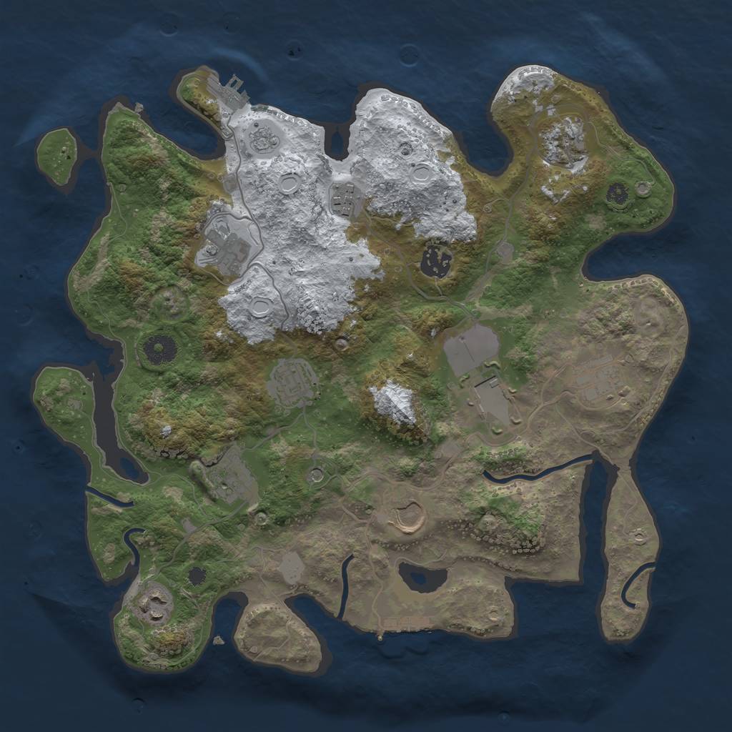 Rust Map: Procedural Map, Size: 3500, Seed: 1061276527, 19 Monuments