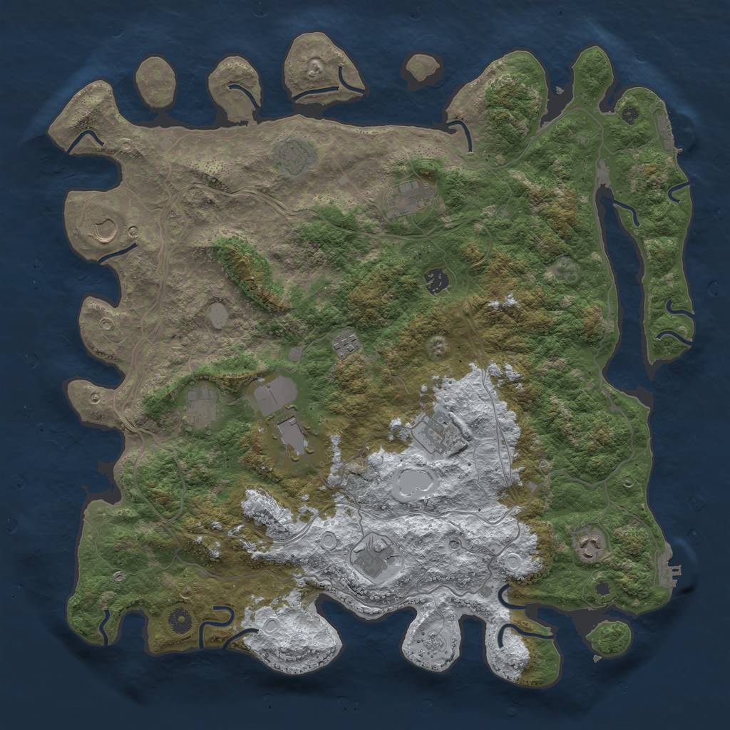 Rust Map: Procedural Map, Size: 4500, Seed: 1266059067, 19 Monuments