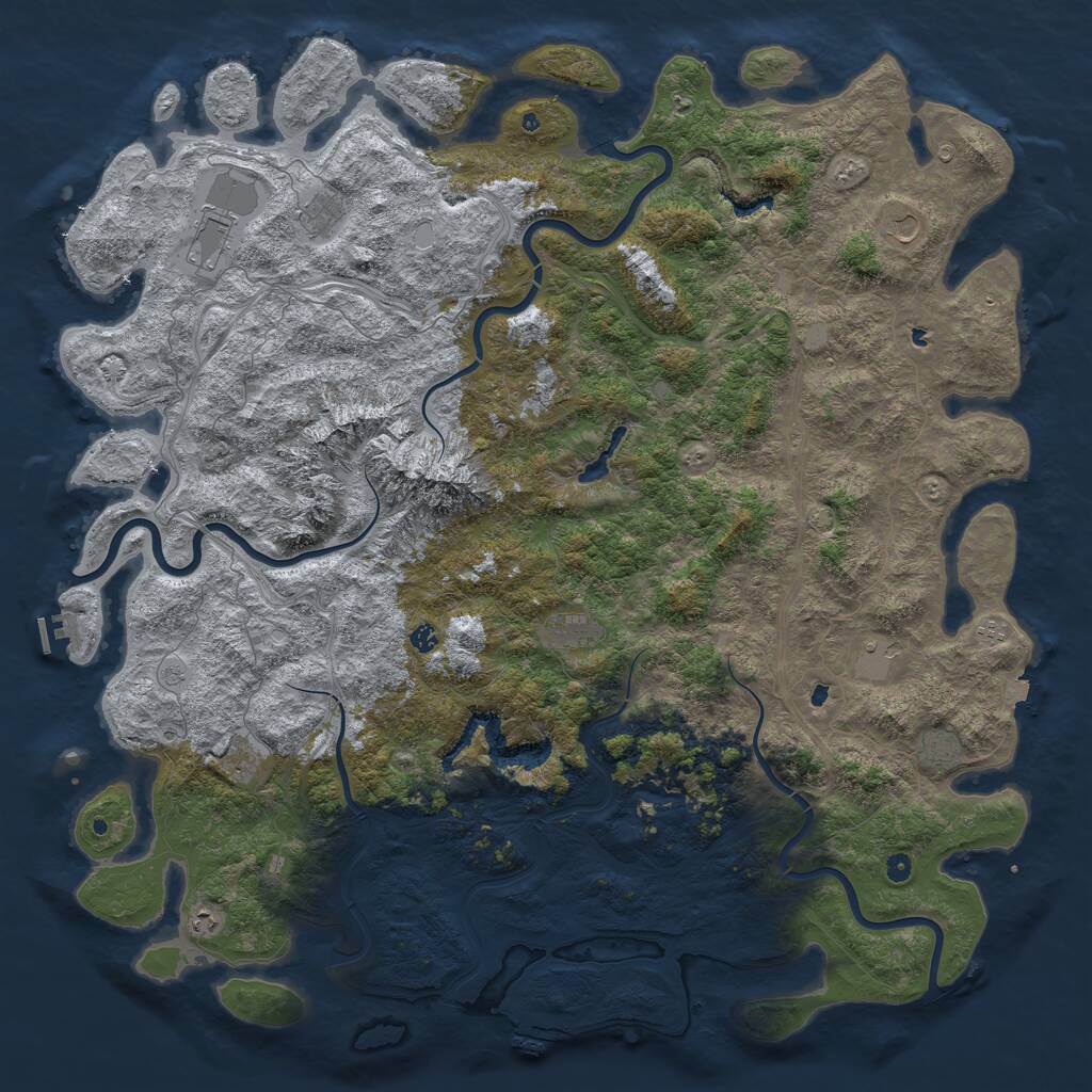 Rust Map: Procedural Map, Size: 6000, Seed: 171698, 17 Monuments