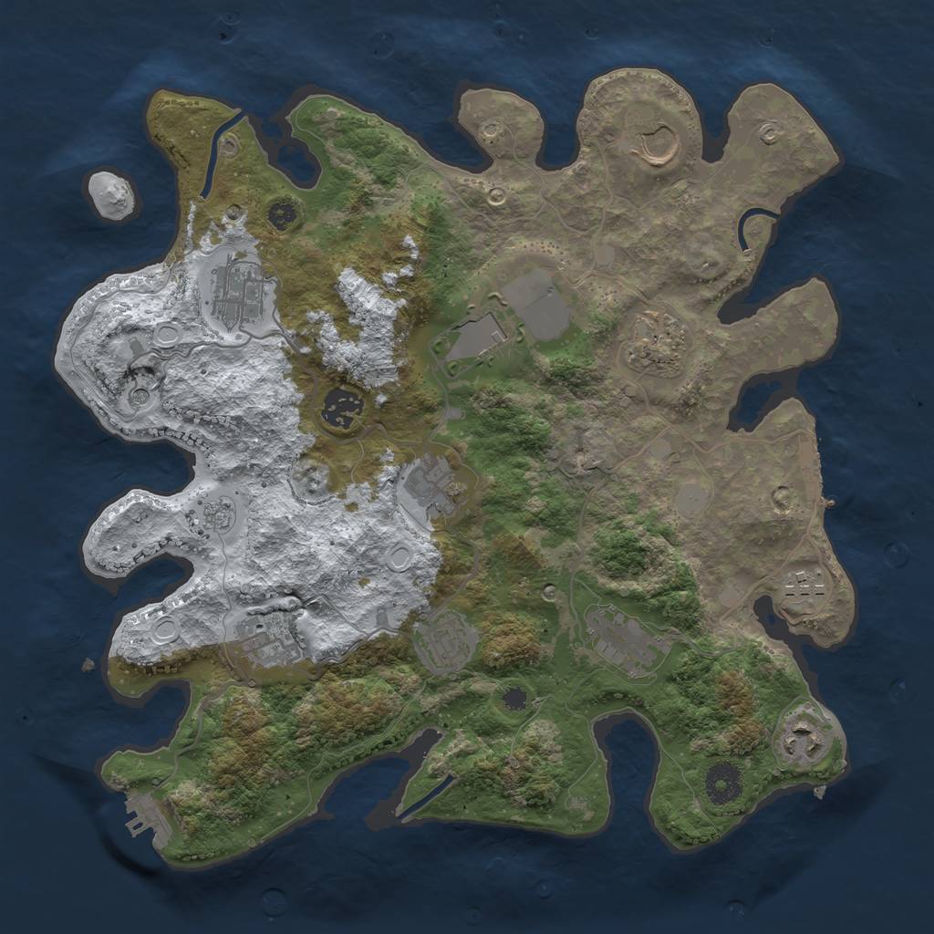 Rust Map: Procedural Map, Size: 3500, Seed: 775222969, 20 Monuments