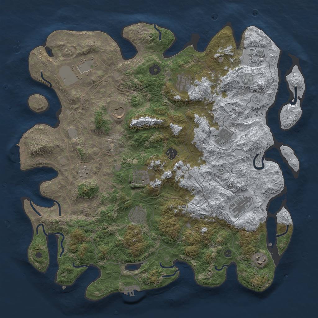 Rust Map: Procedural Map, Size: 4250, Seed: 1910449069, 20 Monuments