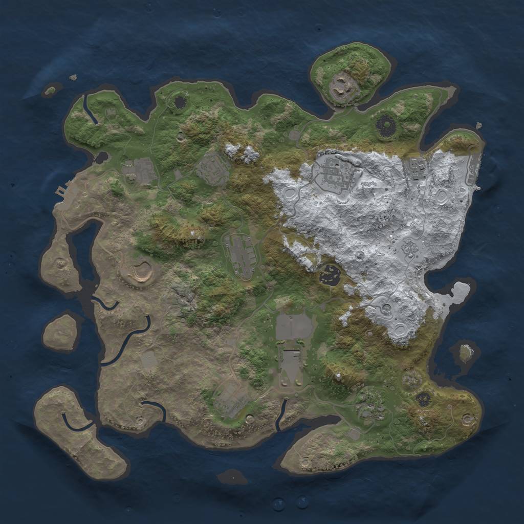 Rust Map: Procedural Map, Size: 3750, Seed: 1256628015, 20 Monuments