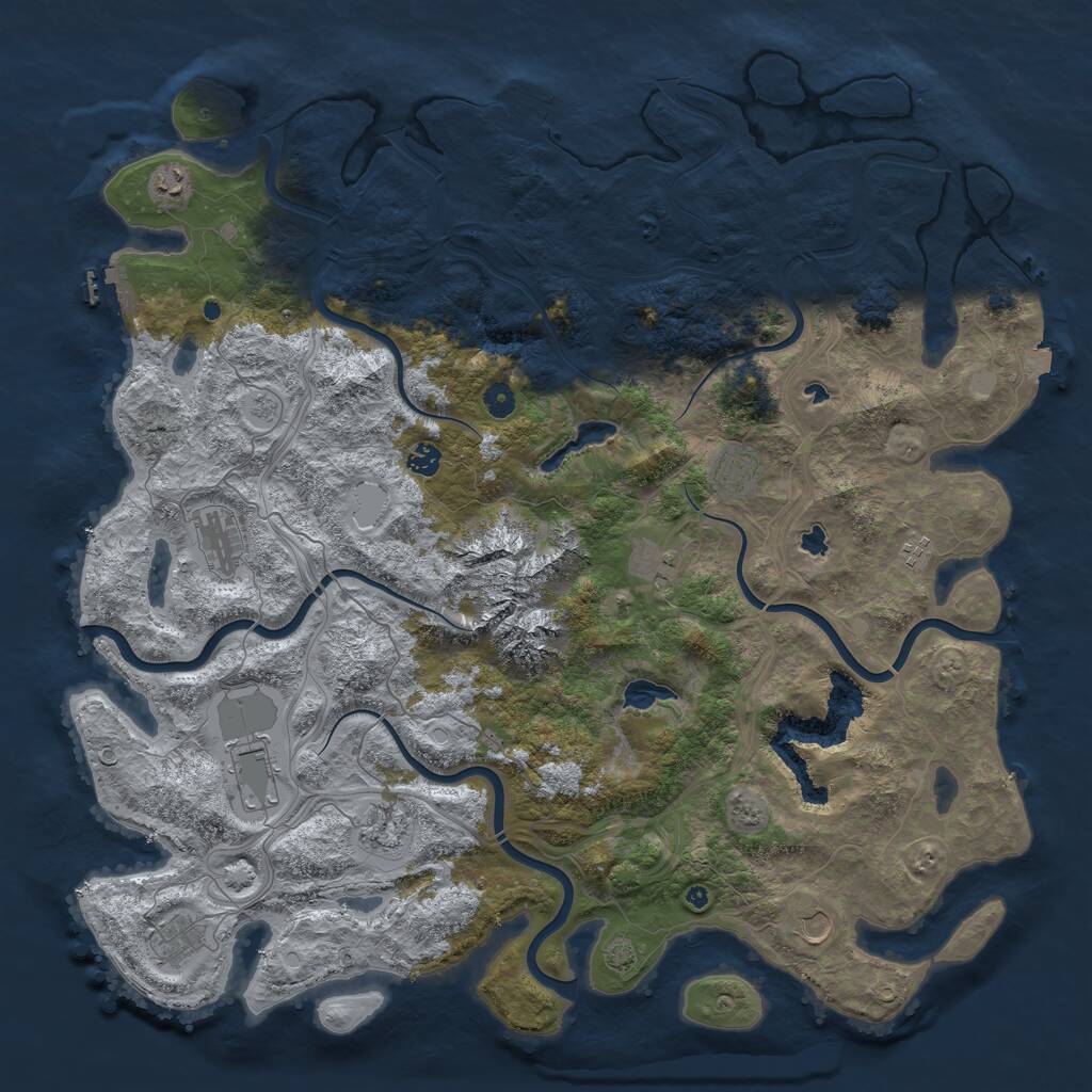 Rust Map: Procedural Map, Size: 5000, Seed: 235486, 16 Monuments