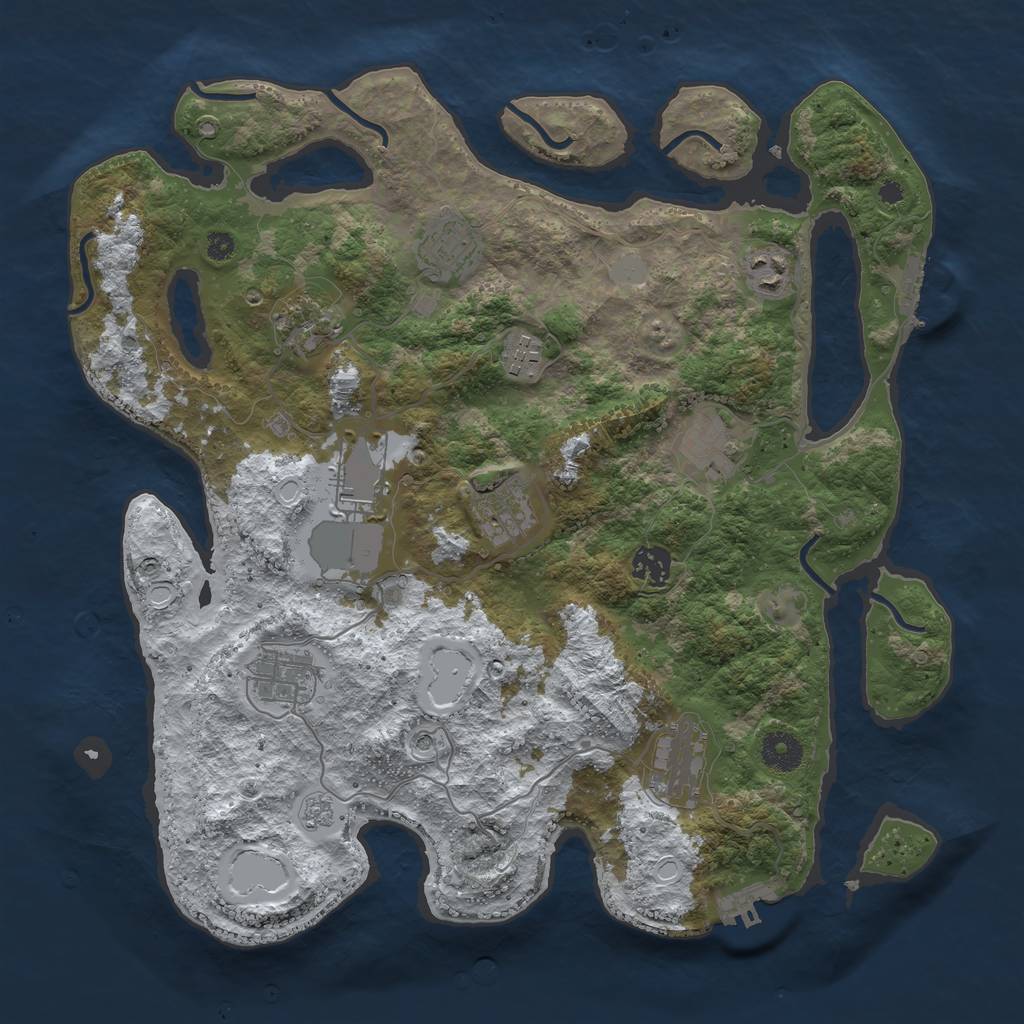 Rust Map: Procedural Map, Size: 3750, Seed: 588231360, 19 Monuments